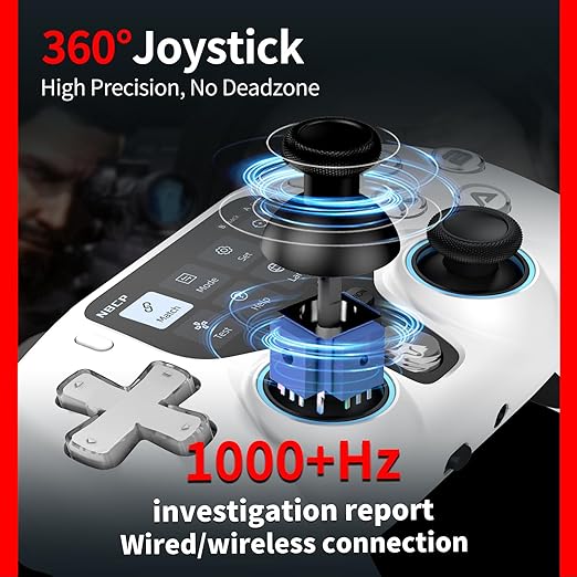 NBCP V6 Wireless PC Controller with Interactive Screen,Gyroscope Calibration & Joystick Drift Repair Function,for PC Windows 7,8,10,11/Android/iOS,Hall Effect Joystick & Trigger,Programmable,Turbo Function,5-Level Vibration Feedback,1000Hz Polling Rate...