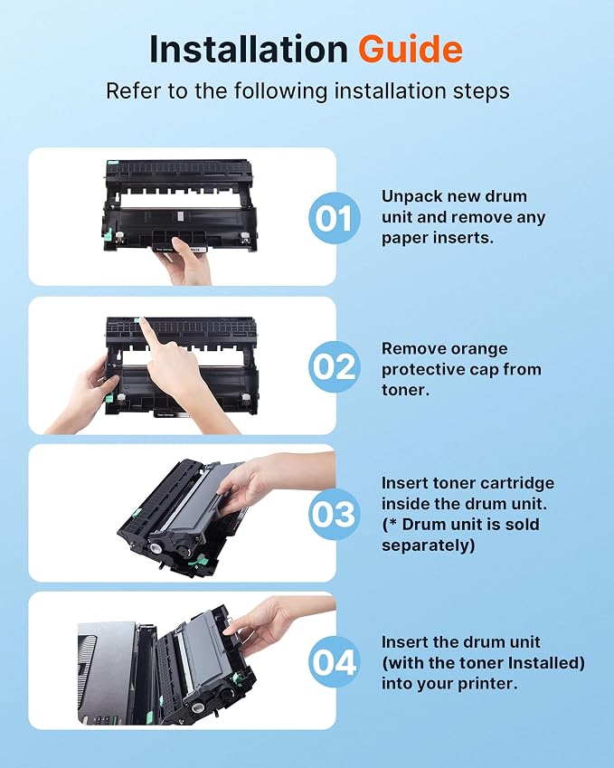 E-Z Ink Pro for Brother TN830XL Toner and DR830 Drum Unit Replacement for Brother Printer HL-L2405W HL-L2400D HL-L2460DW HL-L2465DW HL-L2480DW DCP-L2640DW MFC-L2820DWXL(2 Toner 1 Drum)