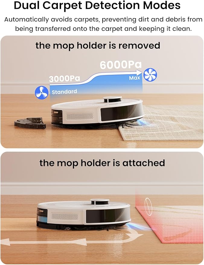 Lefant LiDAR Robot Vacuum and Mop, 75-Day Self-Emptying, 6000Pa Strong Suction, Customized Cleaning, Multi-Floor Mapping, 130 Min Runtime, 2.4G/5G WiFi/Alexa/APP/iWatch, M2L Plus