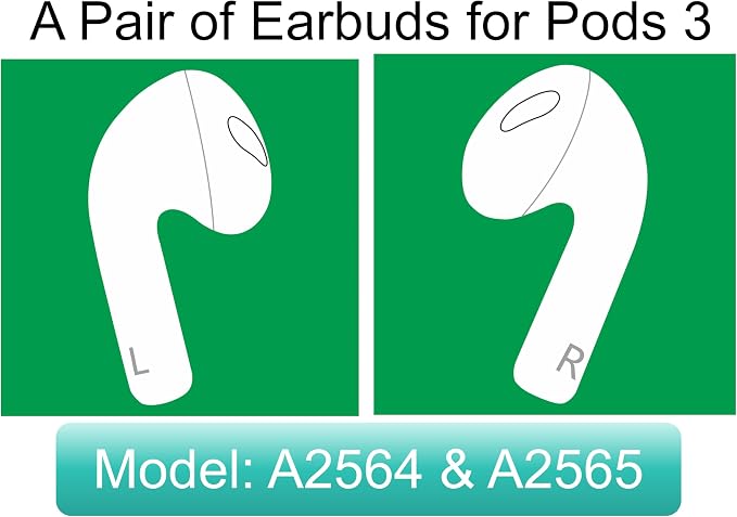 Meenova OEM Left & Right Earbuds Replacement A2565 A2564 for Pod (3rd Generation), Single Right and Left Ear Sides Only, Compatible with Original Pods 3 A2897 A2566 Charging Case Earpad, Used Air 3