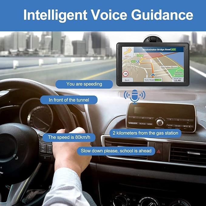 GPS Navigator for Car Truck RV, 9-Inch HD Touchscreen GPS for Car with 2026 Maps Free Lifetime Updates, Voice Turn-by-Turn Guidance, Speed & Red Light Camera Alerts, Custom Truck Routing