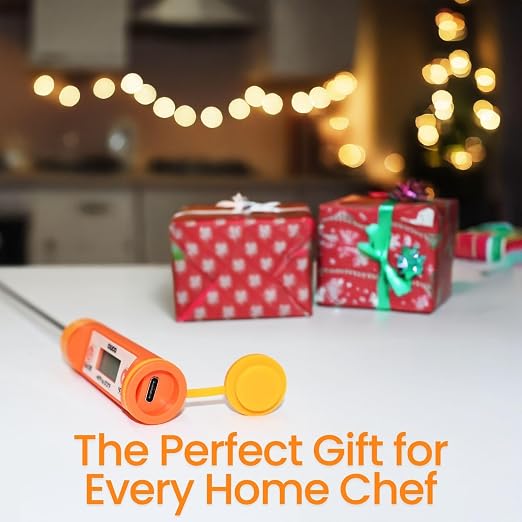 AI Bluetooth Candy & Meat Thermometer with HB Negative LCD, Smart Alerts via App (Type-C Rechargeable) Digital Instant Reading for Candy Making, BBQ, Deep Frying, & Liquids, 8" Long Probe,CT200-BT
