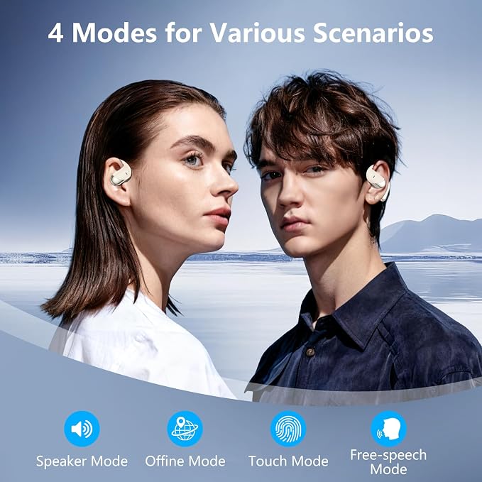 Open Ear Clip Wireless Earbuds Headphones, Bluetooth 5.4, Open Ear Design, Built-in Mic, IPX7 Waterproof, LED Display Charging Case,Ear Hooks Ear Buds Ultra for Fitness/Travel/Gym/Running/workout