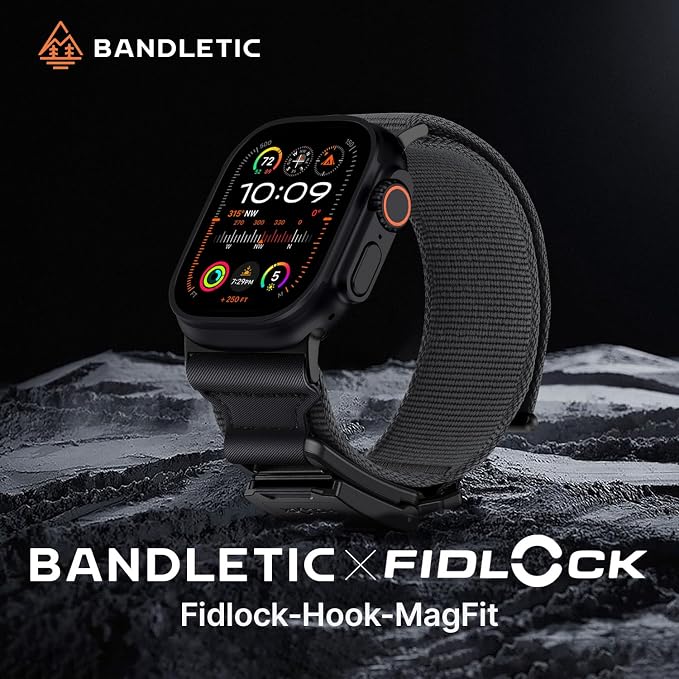 Bandletic Compatible with Apple Watch Series 11 Bands for Men, Adjustable Nylon Sport Strap with Magnetic Fidlock Hook Buckle for iWatch Ultra 3/2/1 49mm, Series 11/10 46mm, 9/8/7 45mm, SE/6/5/4 44mm