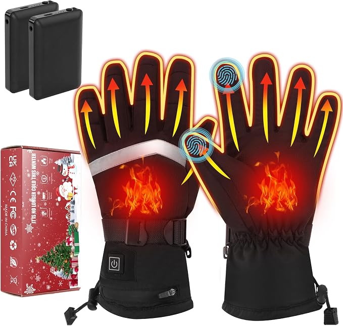 Heated Gloves for Men Women - 5V 5000mAh Rechargeable Heating Gloves 3 Heating Levels Electric Non-Slip Heated Gloves, Hand Warmer for Winter Skiing Motorcycle Cycling Camping