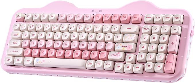 YUNZII C98 Wireless Mechanical Keyboard with Number Pad,99 Key BT5.0/2.4G/USB-C Hot Swap Gasket Mount with PBT MOA Keycaps,Custom RGB,Cute Cake Keyboard for Win/Mac (Pink, Milk V2 Linear Switch)