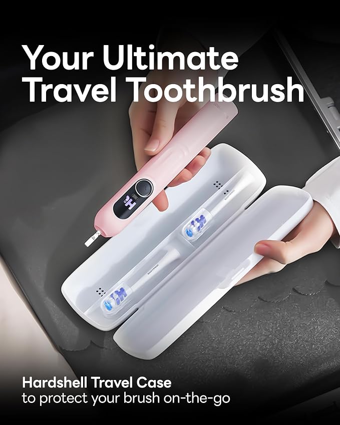 SAKYPRORAL AI Electric Toothbrush for Adults, Sonic Rechargeable Whitening Toothbrush with 6-Zone Tracking, Soft Replacement Heads & Travel Case (Pink, 1 Count with 6 Brush Heads)