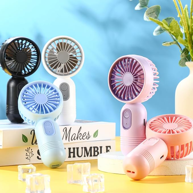 Rossesay 36 Pcs Mini Portable Fan Bulk Cute Handheld Lightweight Small Little Personal Hand Eyelash Fan 3 Speeds USB Rechargeable for Women Men Indoor Outdoor Makeup Travel (Multicolor)