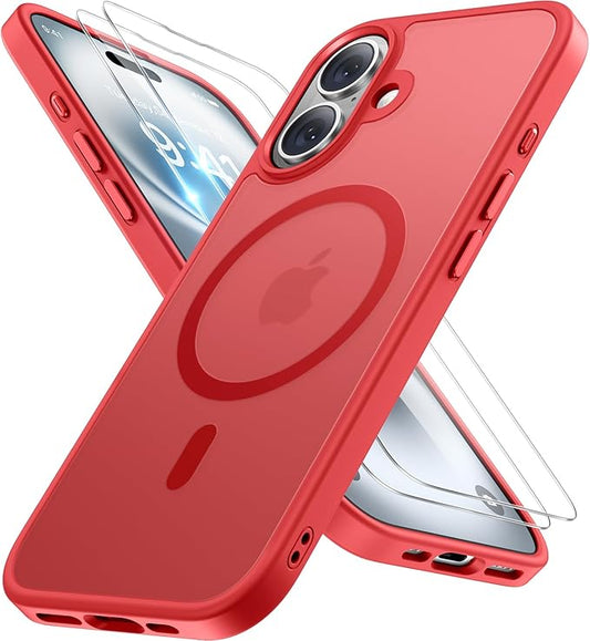 Miracase Magnetic Series for iPhone 16 Case [Compatible with MagSafe] Military-Grade Protection, Anti-Fingerprint, Slim Phone Case for iPhone 16 6.1 inch - Red