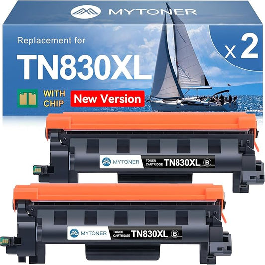 MYTONER Toner Cartridge Replacement for Brother TN830XL TN830 XL/V/R TN-830 Black High Yield for DCP-L2640DW HL-L2460DW L2480DW MFC-L2820DW XL HL-L2405W HL-L2400D 2465DW Printer, 2Pack