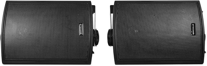 Rockville HP5S-8 BK (2) 420W 5.25" Outdoor/Indoor Wall Mount Speakers, 8-Ohm, Weather Resistant, Swivel Brackets, Paintable Grill, Perfect for Patios and Home Theater