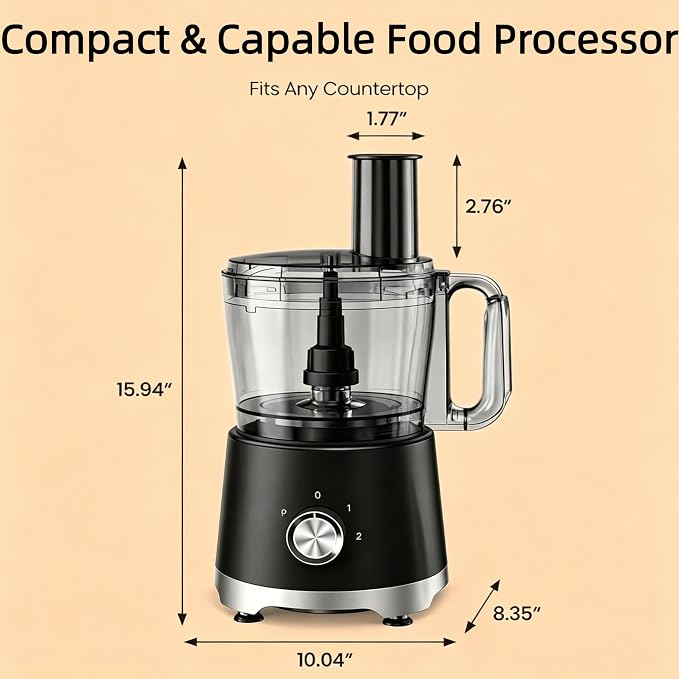 Simple Deluxe 10.5 Cup Food Processor, Multi-Functional Vegetable Choppers Food Grinder with Slicing Shredding Chopping Kneading, Suitable for Smoothie Fruit Dough, 2.6QT, Classic Black