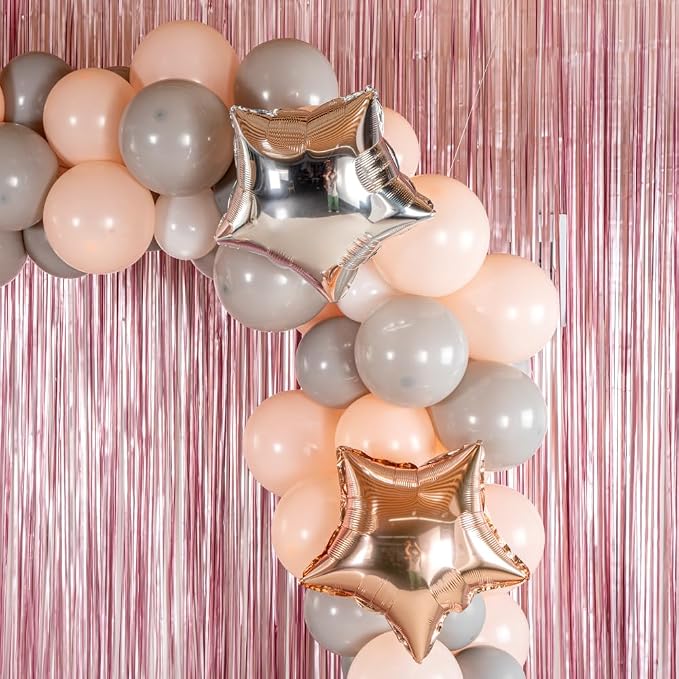 Restaurantware-Balloonify Balloon Garland Set, 1 Party Decoration Kit - 126 Balloons, With Chain, Champagne Star Latex Balloon Arch Kit, Includes Glue Dots And Ribbon- Restaurantware