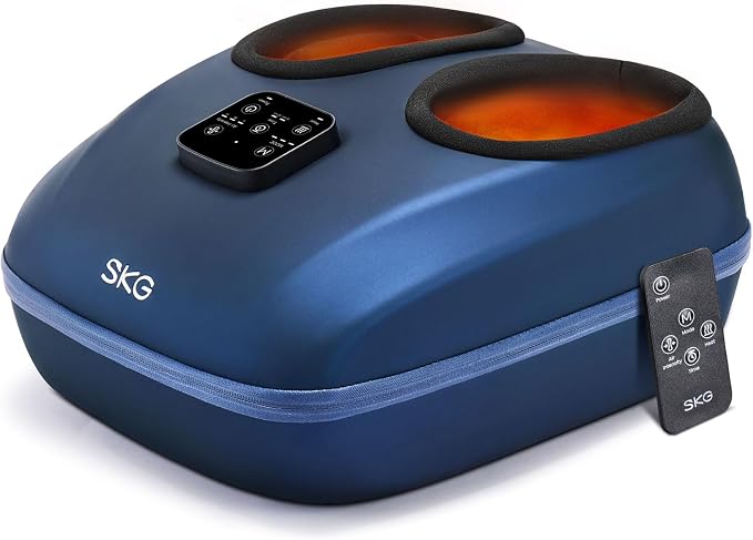 SKG YS100 Foot Massager with Heat and Remote, Upgrade Electric Feet Massager for Plantar Fasciitis Pain Relief, 3 Levels Compression Massage for Neuropathy Plantar Fasciitis, Up to Size 13