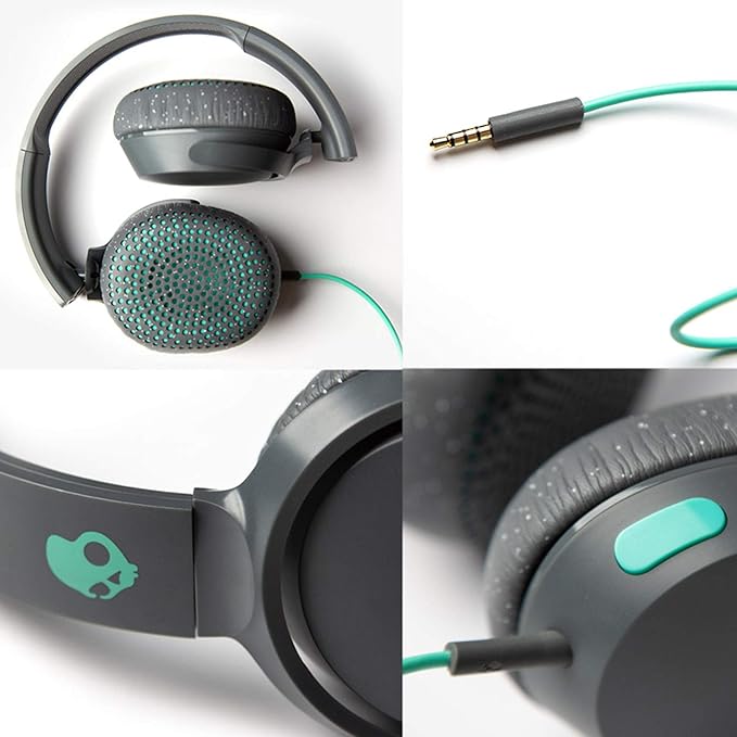 Skullcandy Riff On-Ear Wired Headphones, Convenient for Travel with 3.5mm AUX Plug, Built-in Microphone, Foldable Lightweight Comfortable Design, Durable Headband, Reliable Simplicity - Blue/Sunset