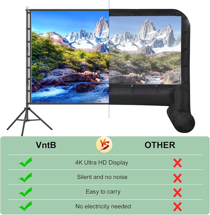 180 inch Projector Screen and Stand, Outdoor Projection Screen 15 FT Large Portable Movie Screen Wrinkle-Free 16:9 Rear Front Foldable Washable with Carry Bag for Backyard Theater Movie Night 180inch