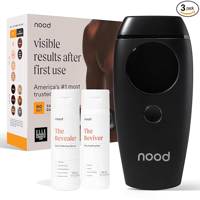 NEW Nood™ Flasher 2.0 Kit — IPL Laser Hair Removal Device for Women & Men — Pain-free & Permanent, Visible Results After First Use & Works Everywhere — Pre & Post IPL Treatment Included — Matte Black