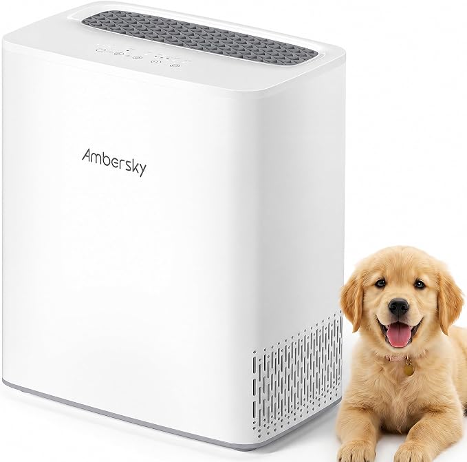 Ambersky Air Purifier for Home, True HEPA Air Cleaner Cover Up to 2000sq.ft with Real-Time Air Quality Sensor, Auto Mode, 23dB Sleep Mode, Pet Hair Dander Odor Smoke Dust Filter for Large Room
