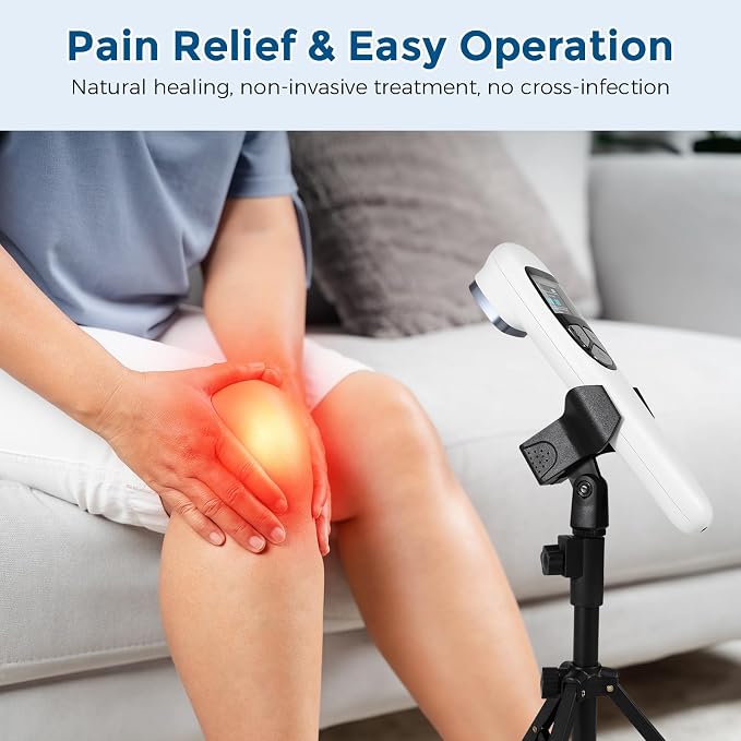 Cold Laser Therapy Device for Dog Veterinary, Handhold, Low Level Laser Red Light Therapy for Human Pain Relief Knee, Joint, Muscle, 4 Power/4 Timer, 3X 808nm + 13x 650nm