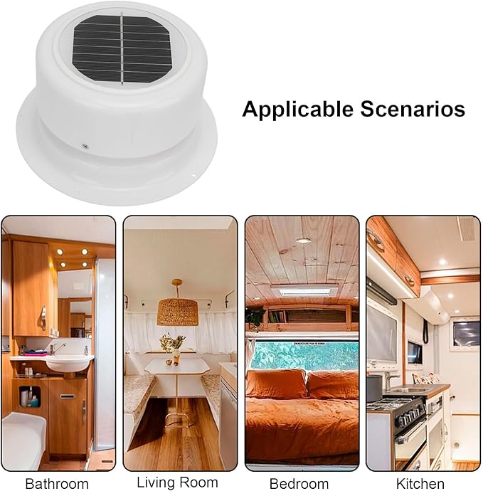 Solar Powered RV Roof Vent Fan with Mounting Screws Solar Exhaust Ventilation Fan for RV Boat Trailer Camping Car Ceiling Ventilation Fan
