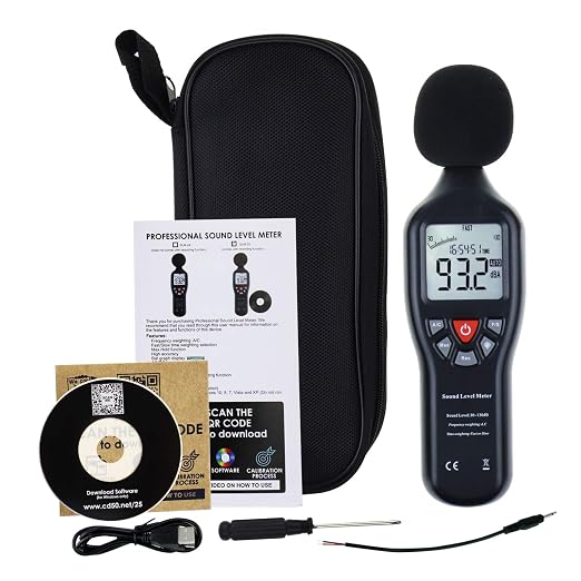 Decibel Meter Sound Level Meter Recorder Digital dB Meter Professional Noise Meter Detector Monitor 30dB to 130dB Portable SPL Decibel Meter with Data Logging for Home, Office, Outside