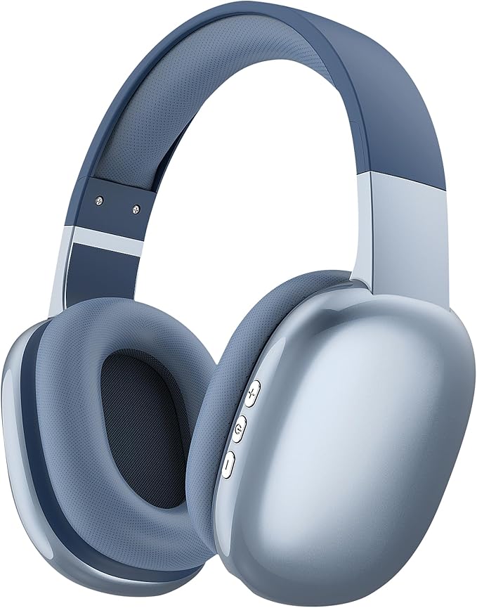 Gabba Goods Wireless Over Ear Bluetooth Headphones with Microphone - Wireless Headset -Noise Reduction - Bluetooth, Wired,Built in Micro SD for Travel, Home, Work TV,PC,Gaming,Cellphone (Blue)