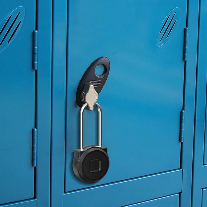 Fingerprint Padlock eLinkSmart Long Padlock with 45MM Shackle Phone App Bluetooth Weatherproof Combination Locker Lock for Gym Locker Locker Backpack Suitcase Luggage Black