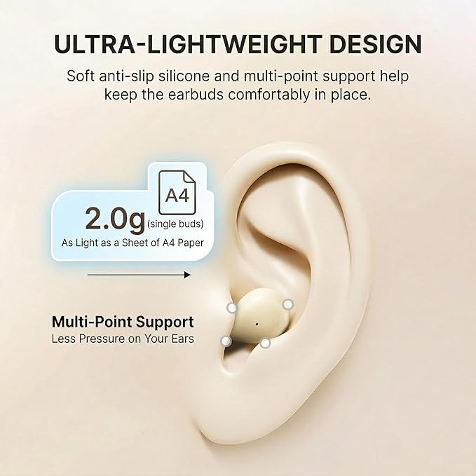 Sleep Earbuds, Invisible Mini Wireless Earbuds for Small Ear Canals, Ergonomic Bluetooth Earbuds with Premium Sound and One-Step Auto Pairing