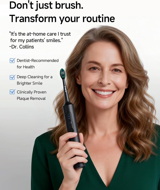Electric Toothbrush for Adults with UV Cleaning, Drying Holder, Pressure Sensor, Smart Timer, Adult Electric Toothbrush Rechargeable Battery, 8 Replacement Brush Heads