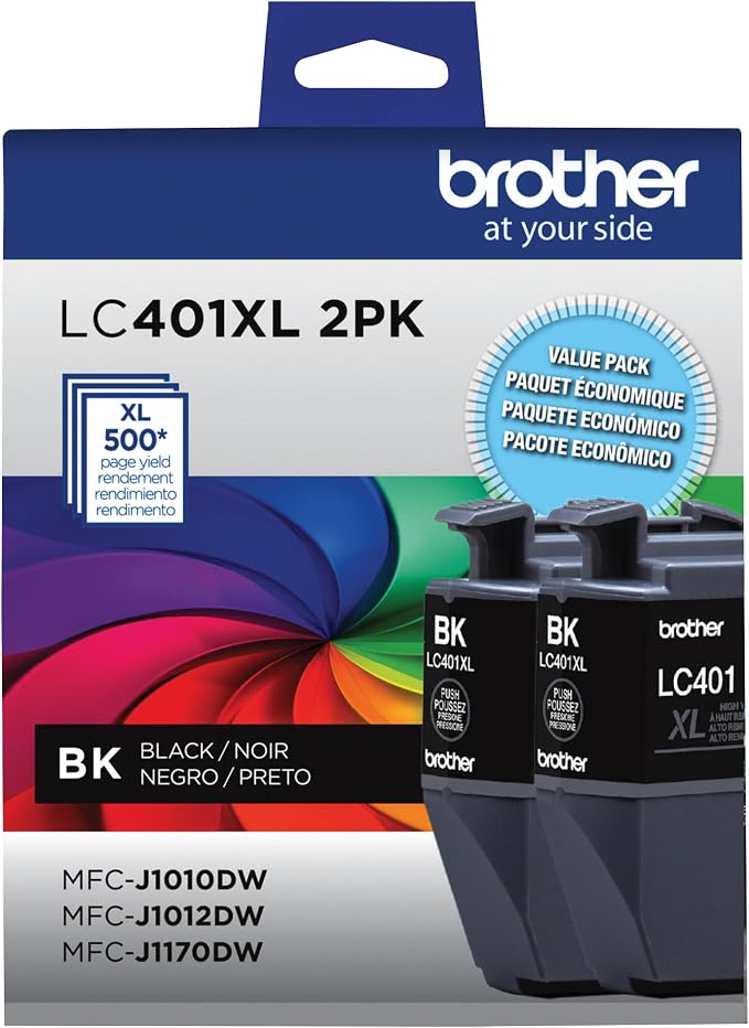 Brother Genuine LC401XL 2PK High Yield 2-Pack Black Ink Cartridges