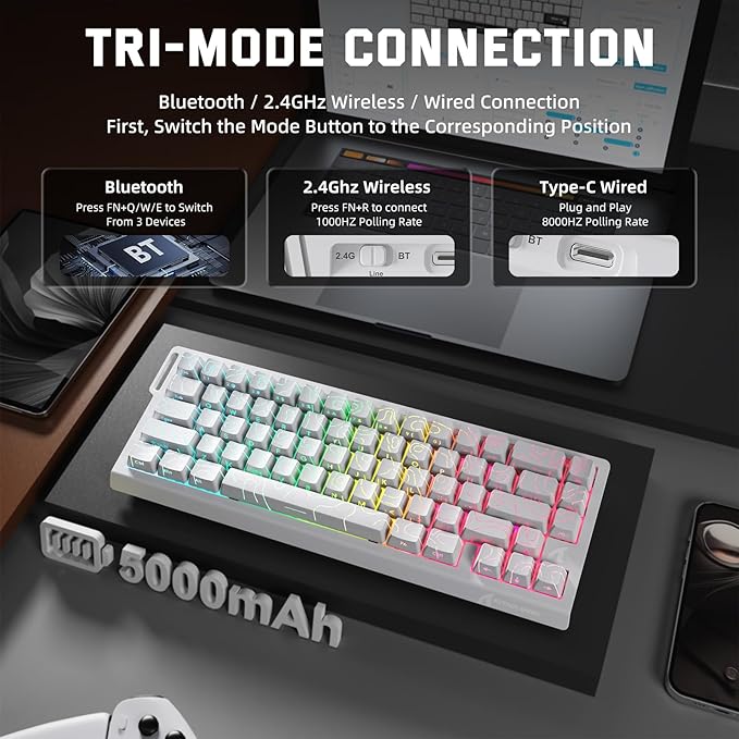 ATTACK SHARK X68HE PRO Rapid Trigger Wireless Gaming Keyboard and X11 Mouse, 8K Polling Rate,Hall Effect Magnetic Switch Keyboard, Tri-Mode Mouse with Magnetic Charging Dock, 22000 DPI for PC Mac