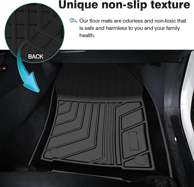 T TGBROS Floor Mats Custom Fit for Toyota CHR 2018-2023 All-Weather Floor Carpet Liners TPE 2 Row for CHR Accessories Non-Slip Heavy Duty Odorless Black