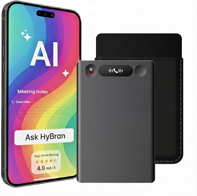 AI Voice Recorder for Phone Calls, Meetings & Lectures | Smart AI Note-Taking Device with Dedicated App for Transcription, Summary & Notes | Magnetic Case, 32GB (Up to 2000 Hours) | PDF Summary