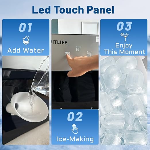 Countertop Nugget Ice Maker with Chewable Soft Ice, 35lbs/24Hrs High Capacity, Self-Cleaning & Automatic Dispensing, Quiet 45dB Operation for Home/Office/Bar (BPA-Free, LED Touch Panel)
