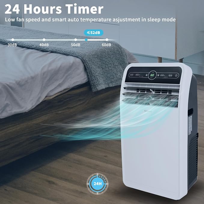Shinco 7500 BTU DoE/12,000 BTU Portable Air Conditioner, Portable AC Unit with Built-in Cool, Dehumidifier&Fan Modes for Room up to 450 sq.ft, with Remote Control, 24 Hour Timer, Installation Kit