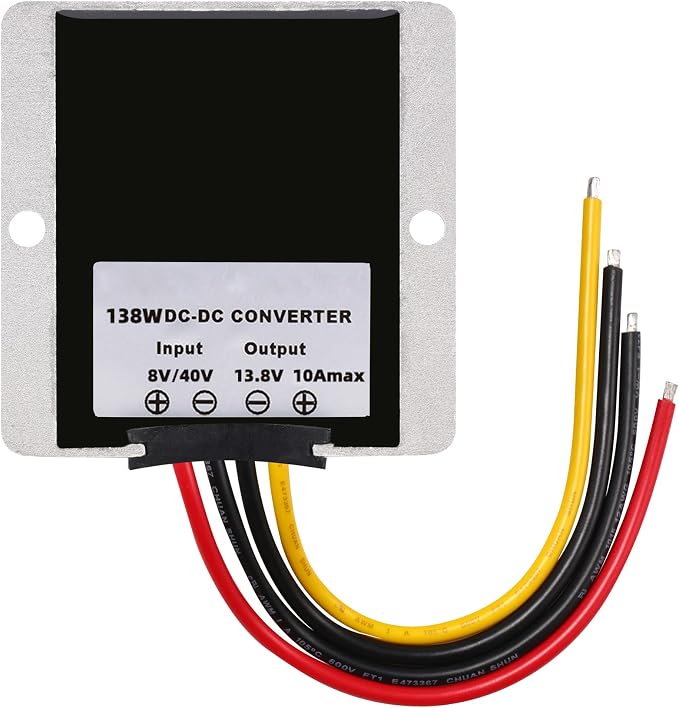 DC/DC 8V-40V Step Up Step Down to 13.8V 10A 138W, Boost Converter Voltage Regulator, Power Adapter Voltage Booster, Reducer Waterproof Module Transformer for Golf Cart Club Car Truck Vehicle