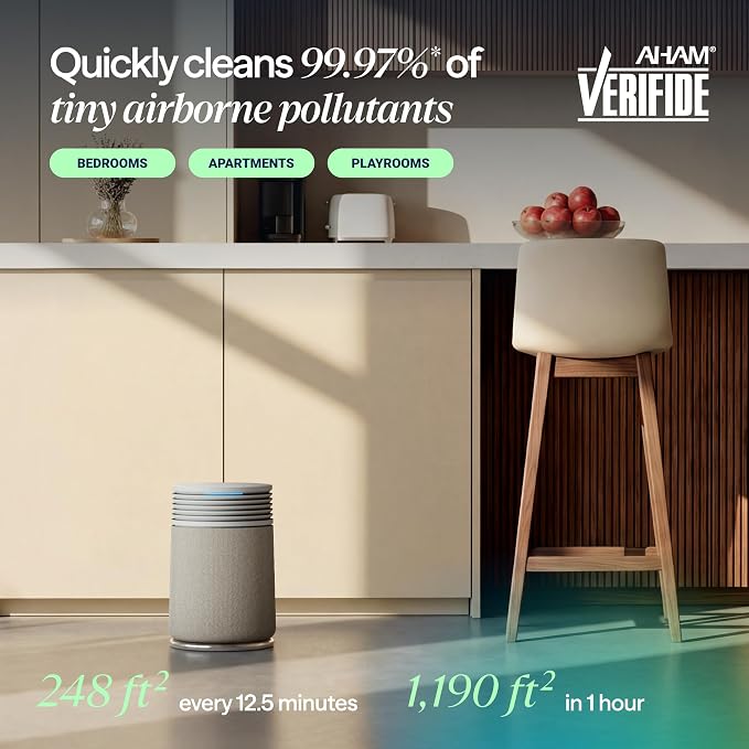 BLUEAIR Blue Signature Small Smart Air Purifier for Bedroom, Home & Office, HEPASilent Air Cleaner for Pets, Allergies, Dust & Smoke, Cleans 1,190 Sq Ft Per Hour, Quiet HEPA Air Purifier, App Control