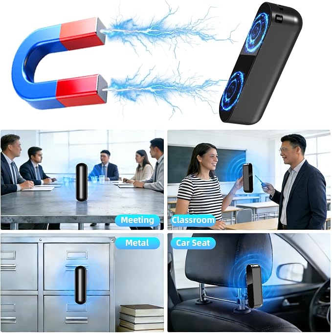 Voice Recorder 5000mAh 128GB AI Intelligent Triple Noise Reduction, Long Battery Life 40 Days, Voice Activated, Magnetic Digital Audio Recorder for Meetings, Interviews, Lectures, Classroom