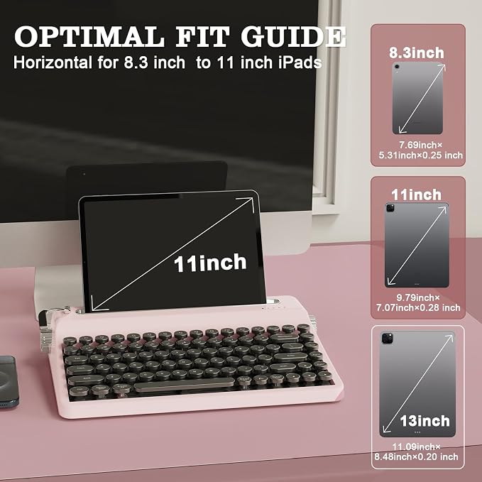 YUNZII QL75 Wireless Typewriter Hot Swap Retro Mechanical Keyboard,Punk Round Keycaps,RGB Backlit QMK/VIA Programmable,Multi-Device Keyboard with 2.4GHz/Type-C/BT5.0 (Pink, Onyx Switch)