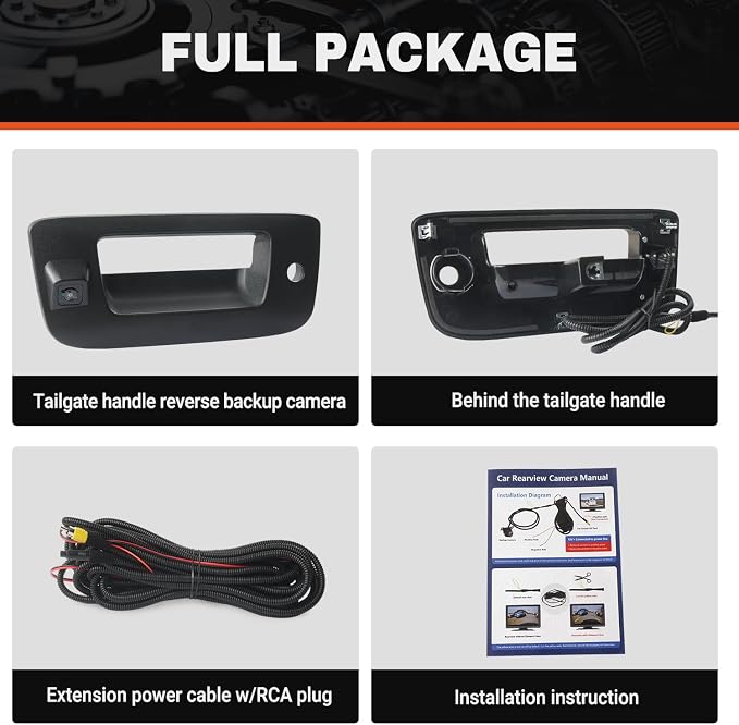 Tailgate Handle Backup Camera Compatible with 2007-2014 Chevy Silverado GMC Sierra 1500 2500 3500 HD with Waterproof Rear View Camera with Keyhole, Tailgate Handle Backup Kit Replaces# 22755304