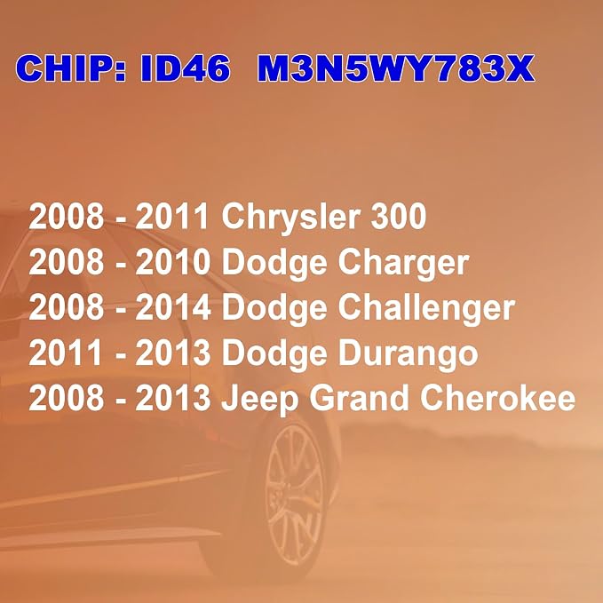 DIY Remote Key Fob Replacement Kit for 2008-2011 Chrysler 300/ 2008-2010 Dodge Charger/ 2008-2014 Dodge Challenger/ 2011-2013 Dodge Durango/ 2008-2013 Jeep Grand Cherokee with Easy OBD Tool，2Pcs