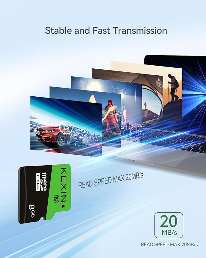 KEXIN 8GB Micro SD Cards Bulk with SD Adapter microSDHC Memory Card UHS-I C10 20Pack Micro SD Cards Multipack Full HD TF Card for Smartphone Tablet Dash Cam Drone 8G 20Pack