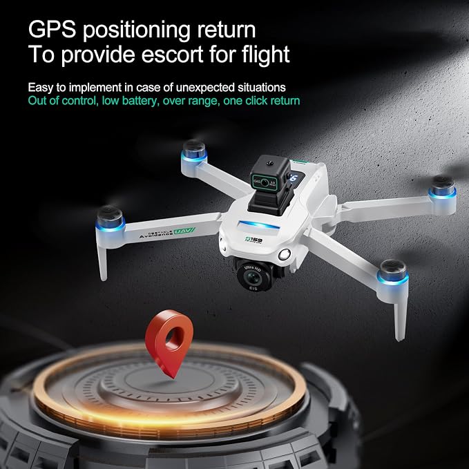 GPS Drone with 8K UHD EIS Camera for Adults, 5G WiFi FPV RC Quadcopter with Brushless Motors, Optical Flow Positioning, Obstacle Avoidance, Auto Return, Follow Me, 2 Batteries (White)