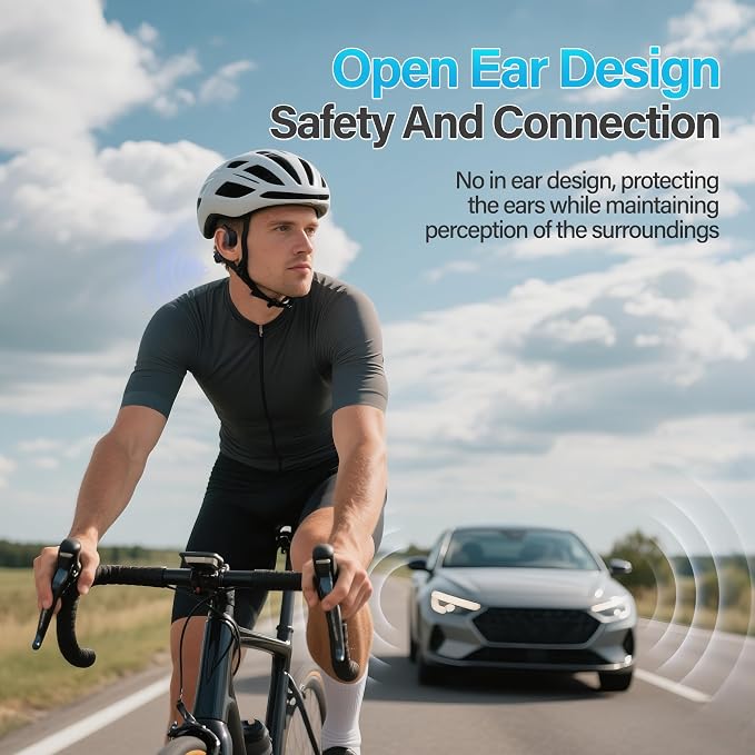 Bone Conduction Headphones, Bluetooth 5.4 Open-Ear Headphones - Secure Fit Wireless Earphones with Microphone, 12 Hours Playtime, IPX5 Sweatproof, Lightweight for Gym, & Outdoor Trave