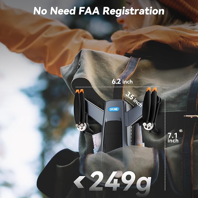 Drones with Camera for Adults 4K, GPS Follow Me Drone That Follows You, Under 249g Foldable Mini Drone with Brushless Motor, Obstacle Alert, 3 Batteries 54 Mins Flight - HYTOBP P17(Age 14+,Black)