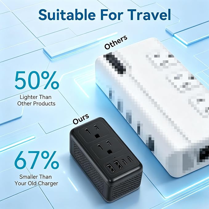 2000W 220V to 110V Voltage Converter US to Europe for Hair Dryer, Converter European Travel Converter Fast Charging, Power Converter Adapter Combo for 200+ Countries (Black)