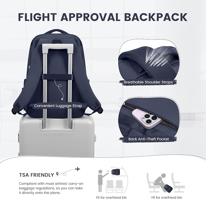GOLF SUPAGS Lunch Backpack 16 Inch Laptop Backpack with Insulated Cooler Lunch Box Food Bag for College Work Camping Picnics (Navy Blue)