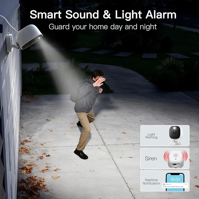 VIMTAG Security Camera Outdoor Indoor, 2.5K Cameras for Home Security Pet/Dog, Color Night Vision, Baby Monitor, Motion Activated Spotlight/Siren, IP66,2-Way Audio, Cloud/512G TF Card Storage,Plug-in