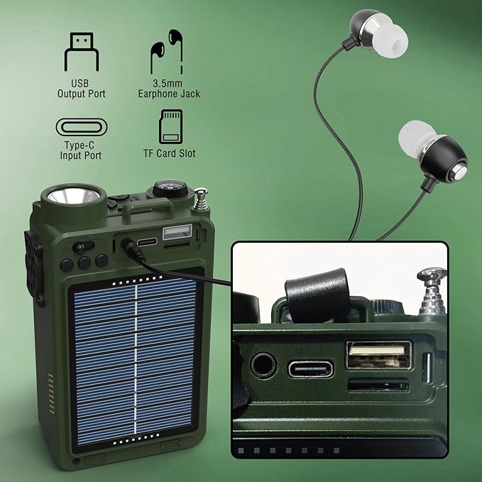Raddy RE40 Portable Shortwave Radio FM/AM/SW/WB Receiver with 4000mAh Battery + Portable SSP4 4W Solar Panel
