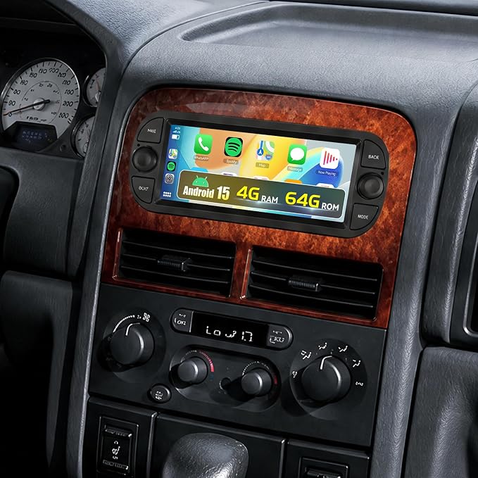 [4G+64G] Radio for Dodge Ram(2002-2006), Jeep Wrangler 2003-2006, Jeep Liberty 2002-2007, Jeep Grand Cherokee(1999-2004) – 6.86" HD Touchscreen Car Stereo with CarPlay Android Auto GPS SWC